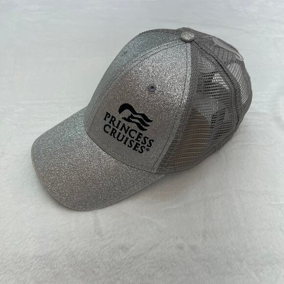 Princess Cruises Women’s Silver Glitter Ball Cap Adjustable Back Closure Mesh - Picture 3 of 5